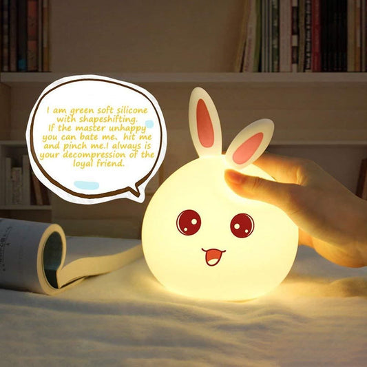 Cute Rabbit LED Night Light For Children Baby Kids Bedside ... A Silicone Touch Sensor LED Lamps
